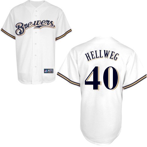 Johnny Hellweg #40 Youth Baseball Jersey-Milwaukee Brewers Authentic Home White Cool Base MLB Jersey